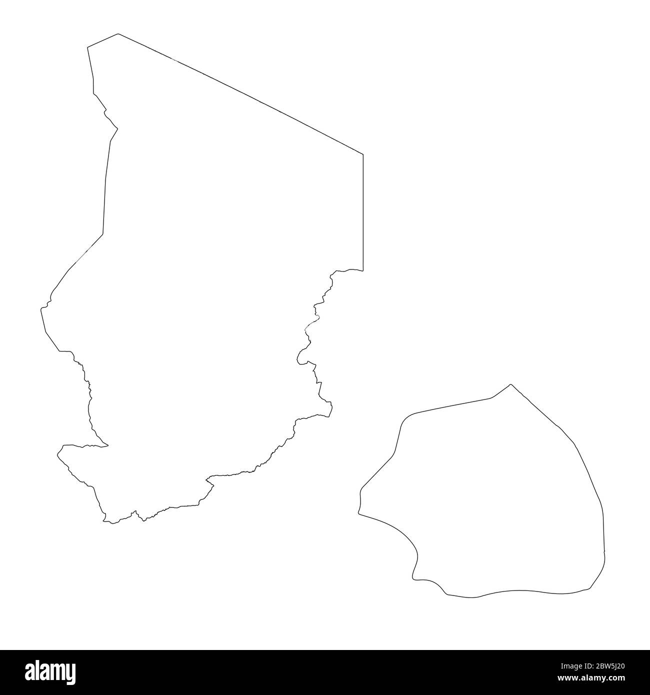 Mappa vettoriale Ciad e N'Djamena. Paese e capitale. Illustrazione vettoriale isolata. Contorno. Illustrazione EPS 10. Illustrazione Vettoriale