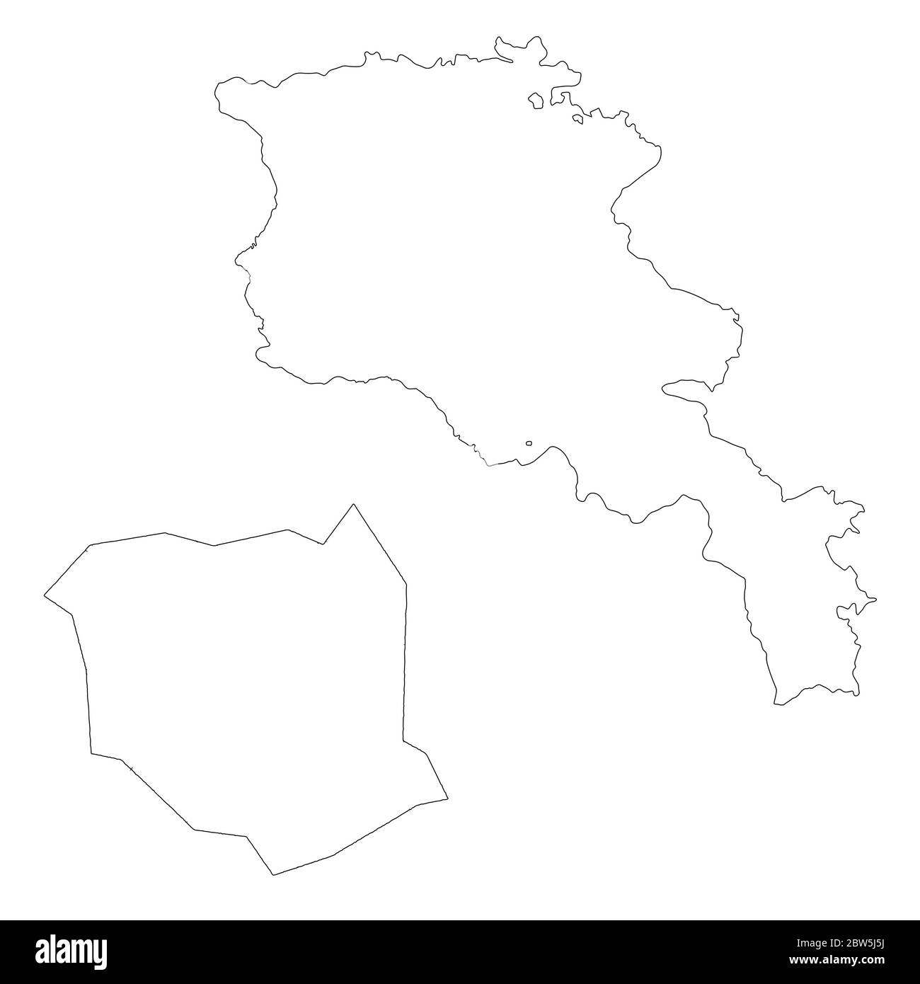 Mappa vettoriale Armenia e Yerevan. Paese e capitale. Illustrazione vettoriale isolata. Contorno. Illustrazione EPS 10. Illustrazione Vettoriale