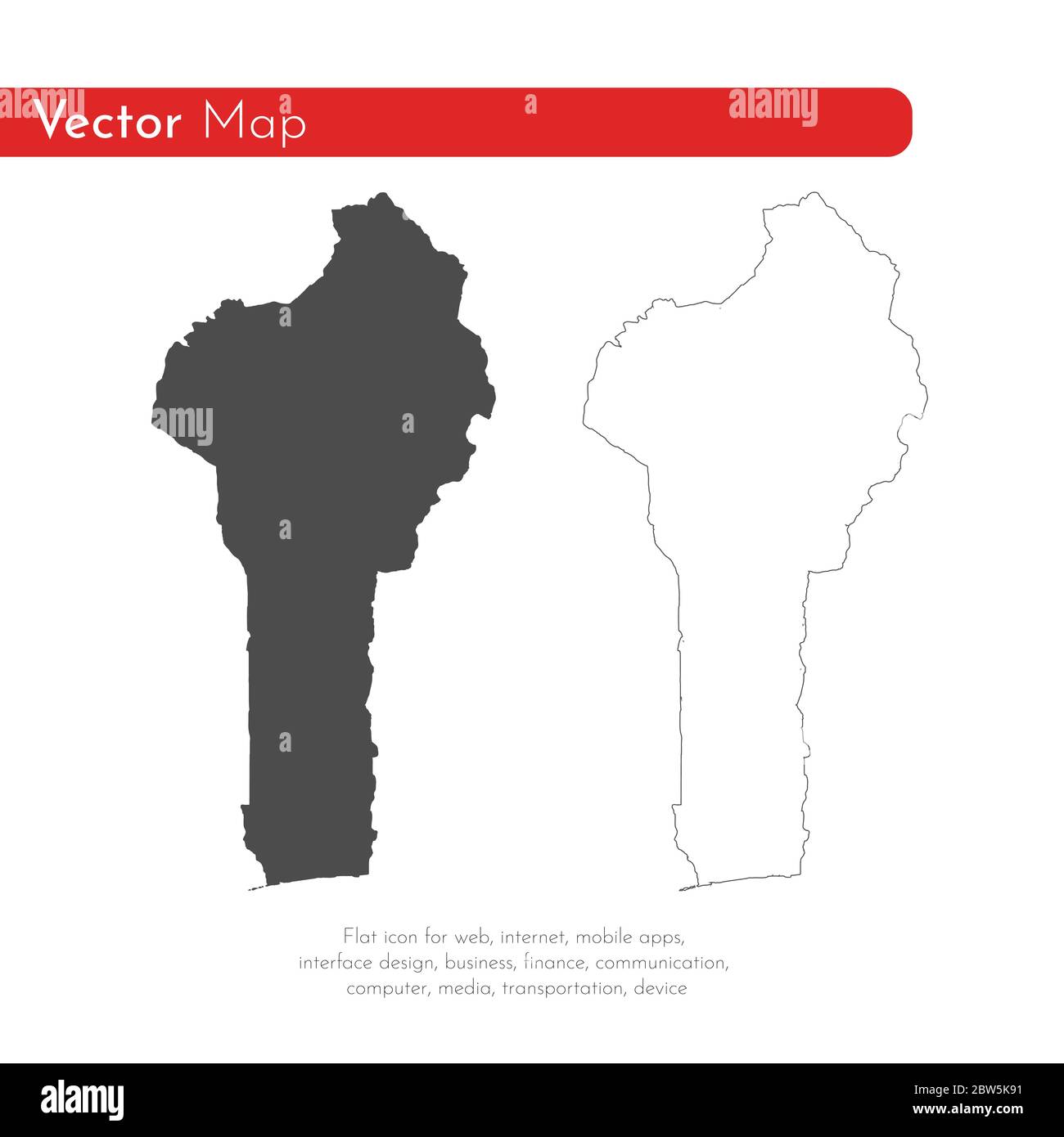 Mappa vettoriale Benin. Illustrazione vettoriale isolata. Nero su sfondo bianco. Illustrazione EPS 10. Illustrazione Vettoriale