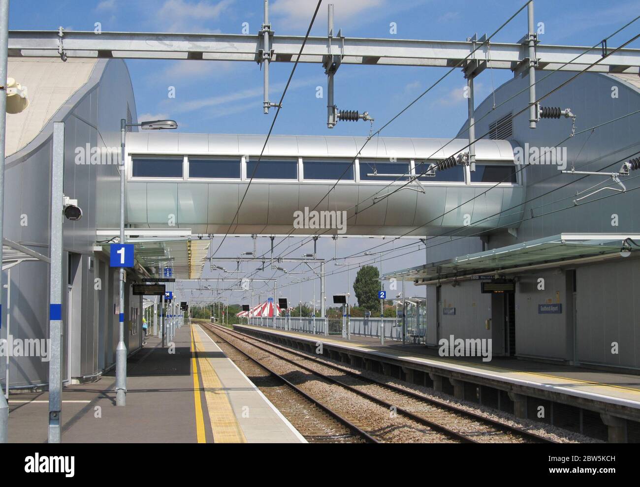 Stazione ferroviaria dell'aeroporto internazionale di Southend Foto Stock