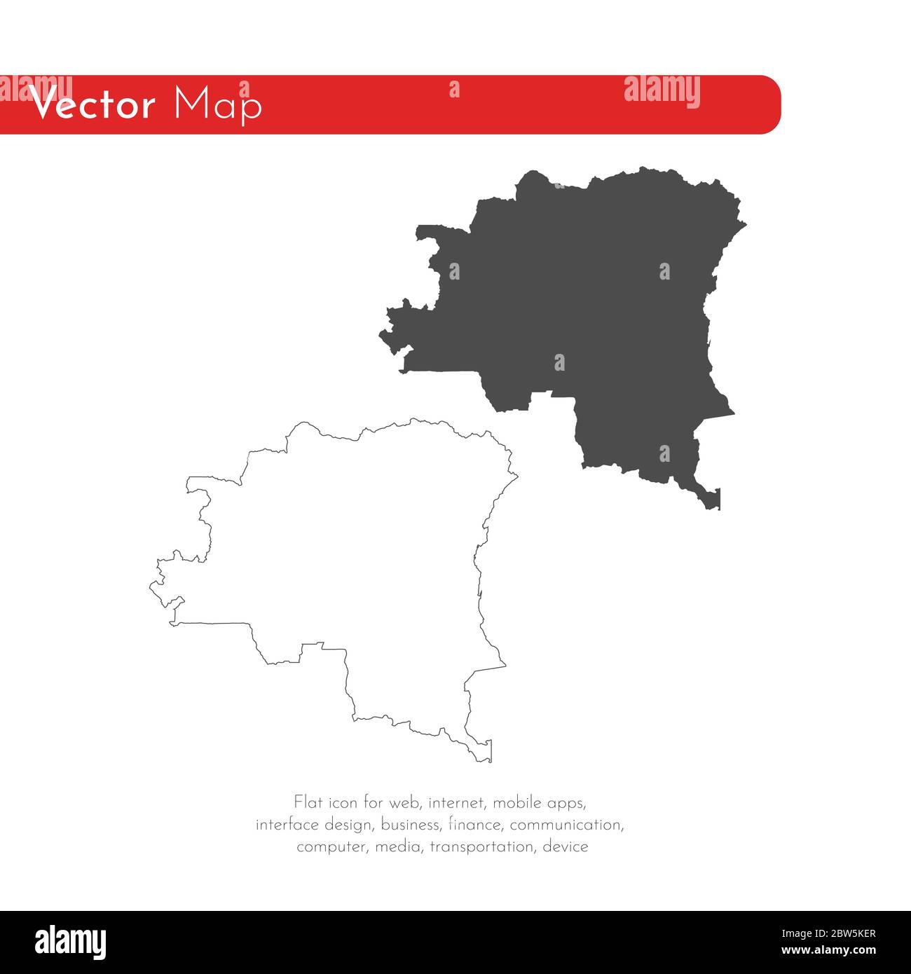 Mappa vettoriale Repubblica Democratica del Congo. Illustrazione vettoriale isolata. Nero su sfondo bianco. Illustrazione EPS 10. Illustrazione Vettoriale