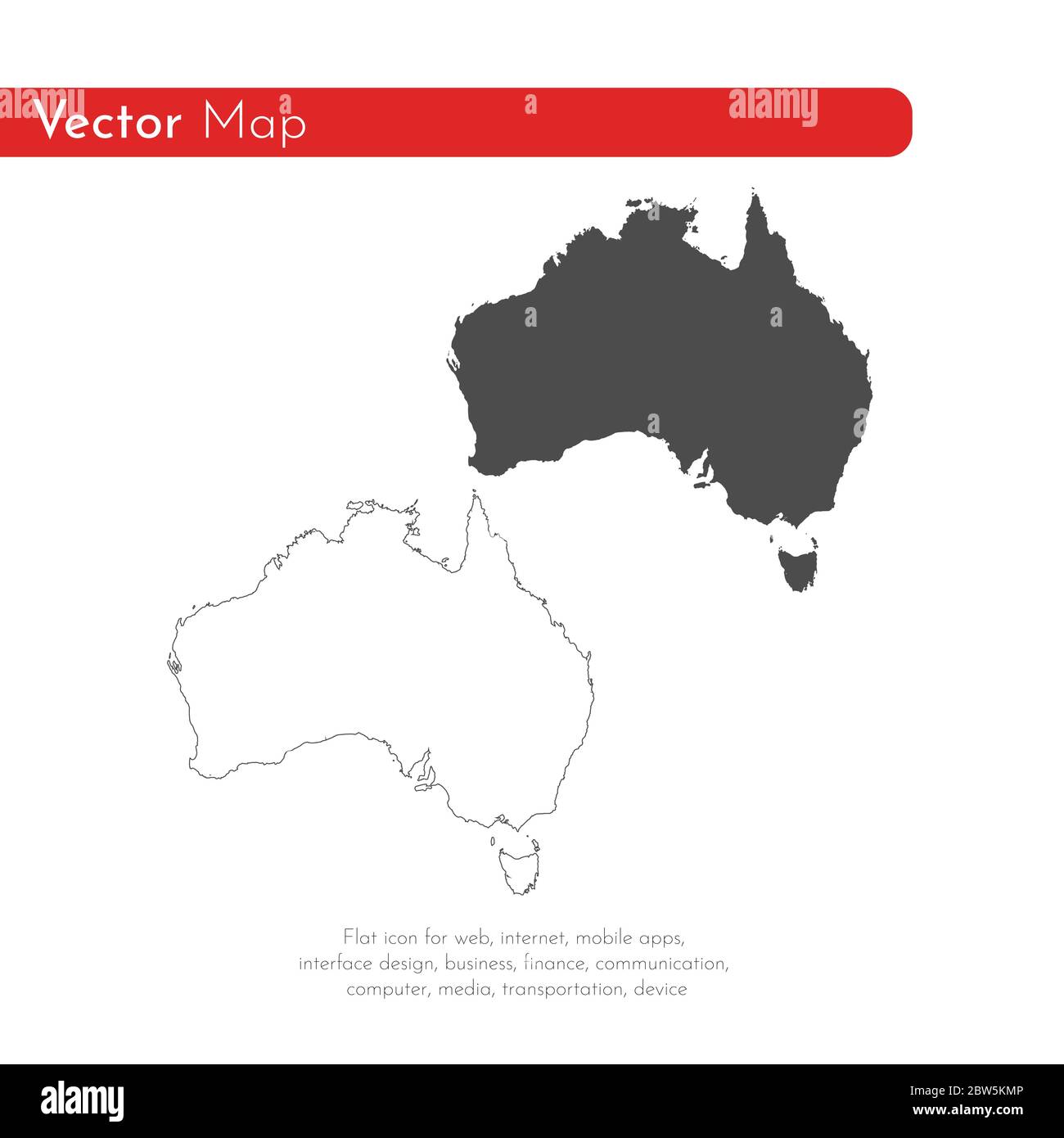 Mappa vettoriale Australia. Illustrazione vettoriale isolata. Nero su sfondo bianco. Illustrazione EPS 10. Illustrazione Vettoriale