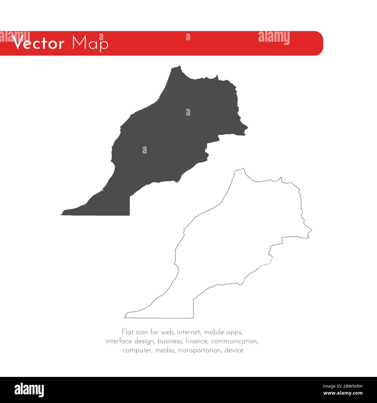 Mappa vettoriale Marocco. Illustrazione vettoriale isolata. Nero su sfondo bianco. Illustrazione EPS 10. Illustrazione Vettoriale