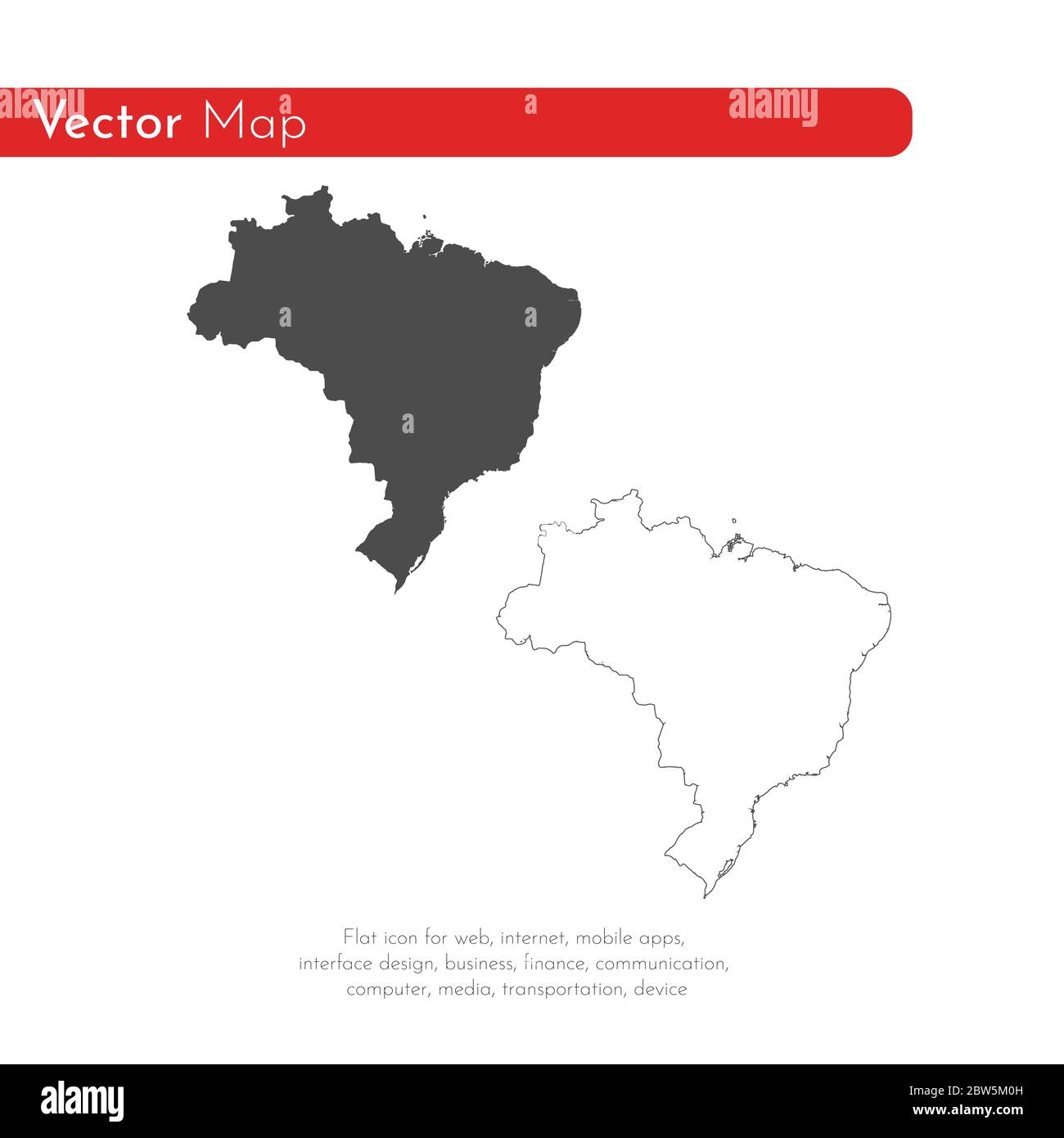 Mappa vettoriale Brasile. Illustrazione vettoriale isolata. Nero su sfondo bianco. Illustrazione EPS 10. Illustrazione Vettoriale