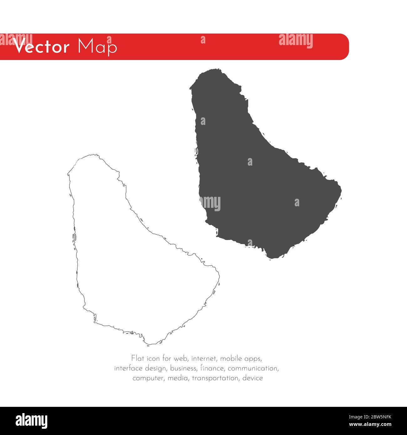 Mappa vettoriale Barbados. Illustrazione vettoriale isolata. Nero su sfondo bianco. Illustrazione EPS 10. Illustrazione Vettoriale