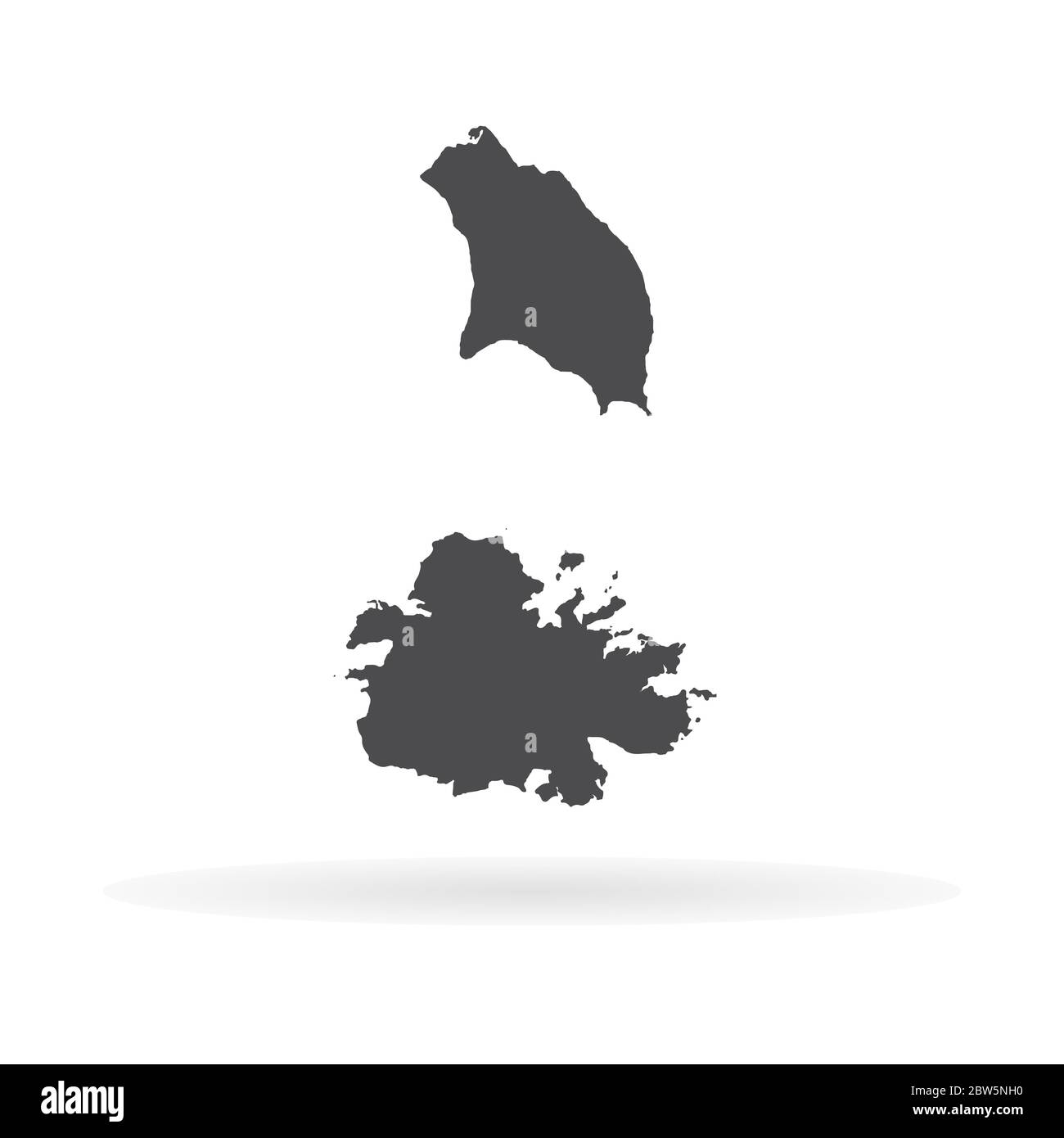 Mappa vettoriale Antigua e Barbuda. Illustrazione vettoriale isolata. Nero su sfondo bianco. Illustrazione EPS 10. Illustrazione Vettoriale