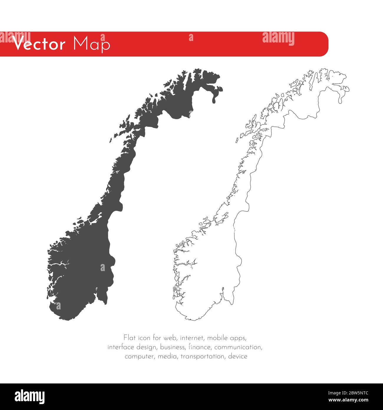 Mappa vettoriale Norvegia. Illustrazione vettoriale isolata. Nero su sfondo bianco. Illustrazione EPS 10. Illustrazione Vettoriale