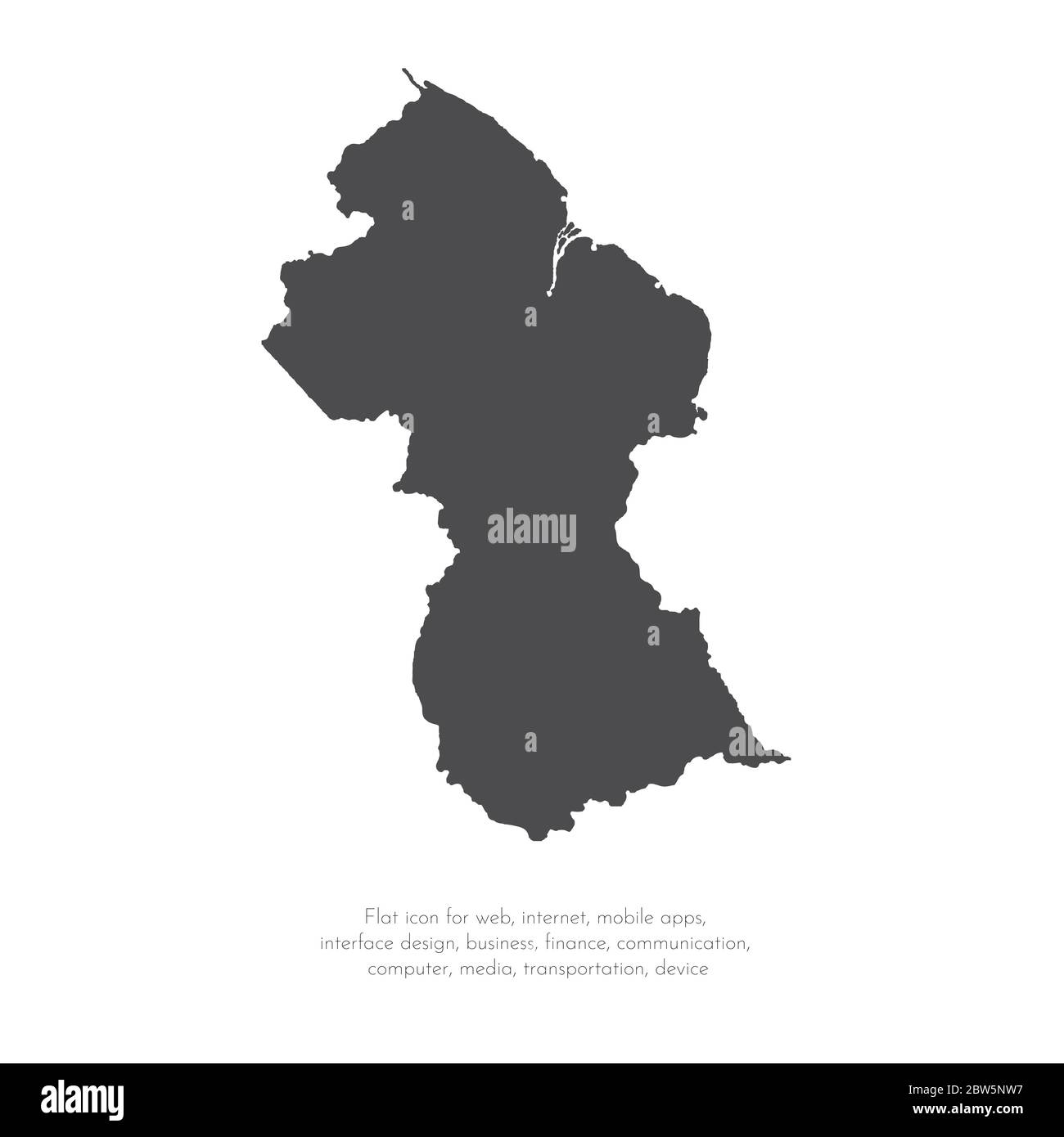 Mappa vettoriale Guyana. Illustrazione vettoriale isolata. Nero su sfondo bianco. Illustrazione EPS 10. Illustrazione Vettoriale