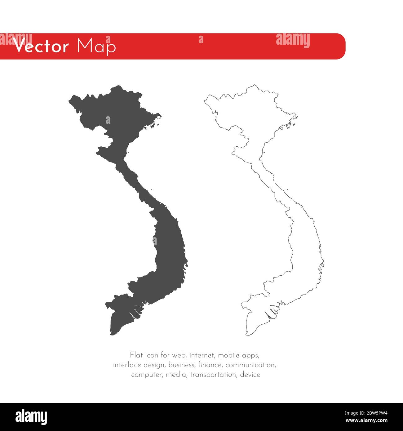 Mappa vettoriale Vietnam. Illustrazione vettoriale isolata. Nero su sfondo bianco. Illustrazione EPS 10. Illustrazione Vettoriale