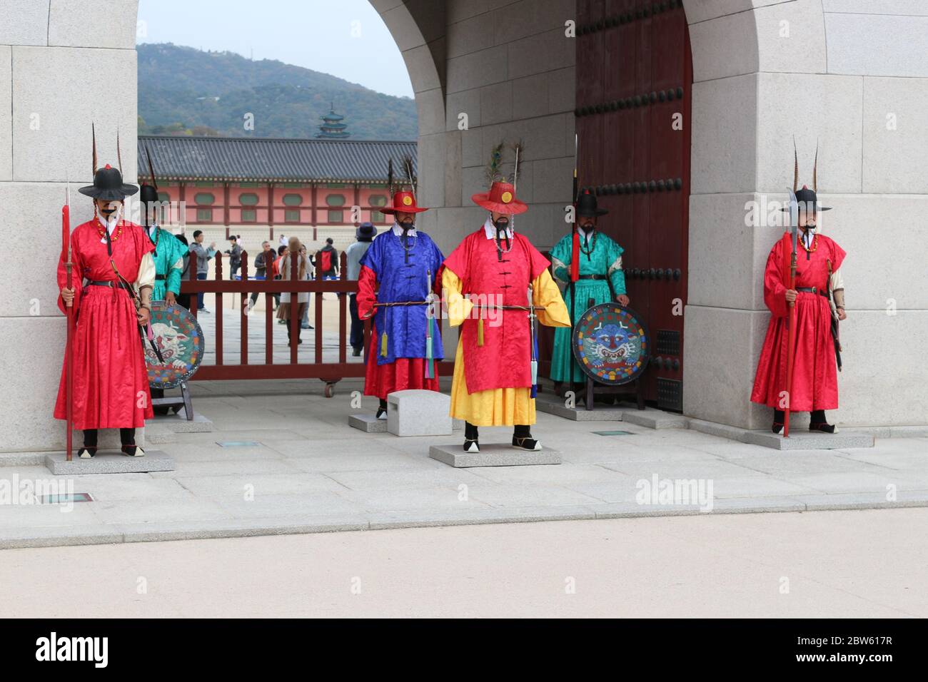 Il cambio della guardia cerimonia al Palazzo Gyeongbokgung. Seoul, Corea del Sud Foto Stock