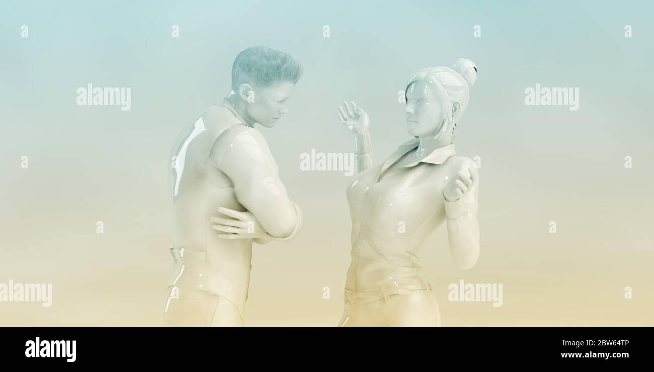 Furioso ragazzo frustrato a problemi di relazione ragazza Foto Stock