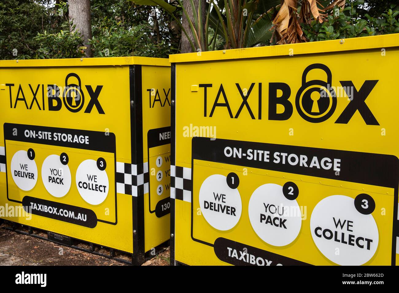 Contenitori self-storage Taxibox in una casa a Sydney, NSW, Australia Foto Stock