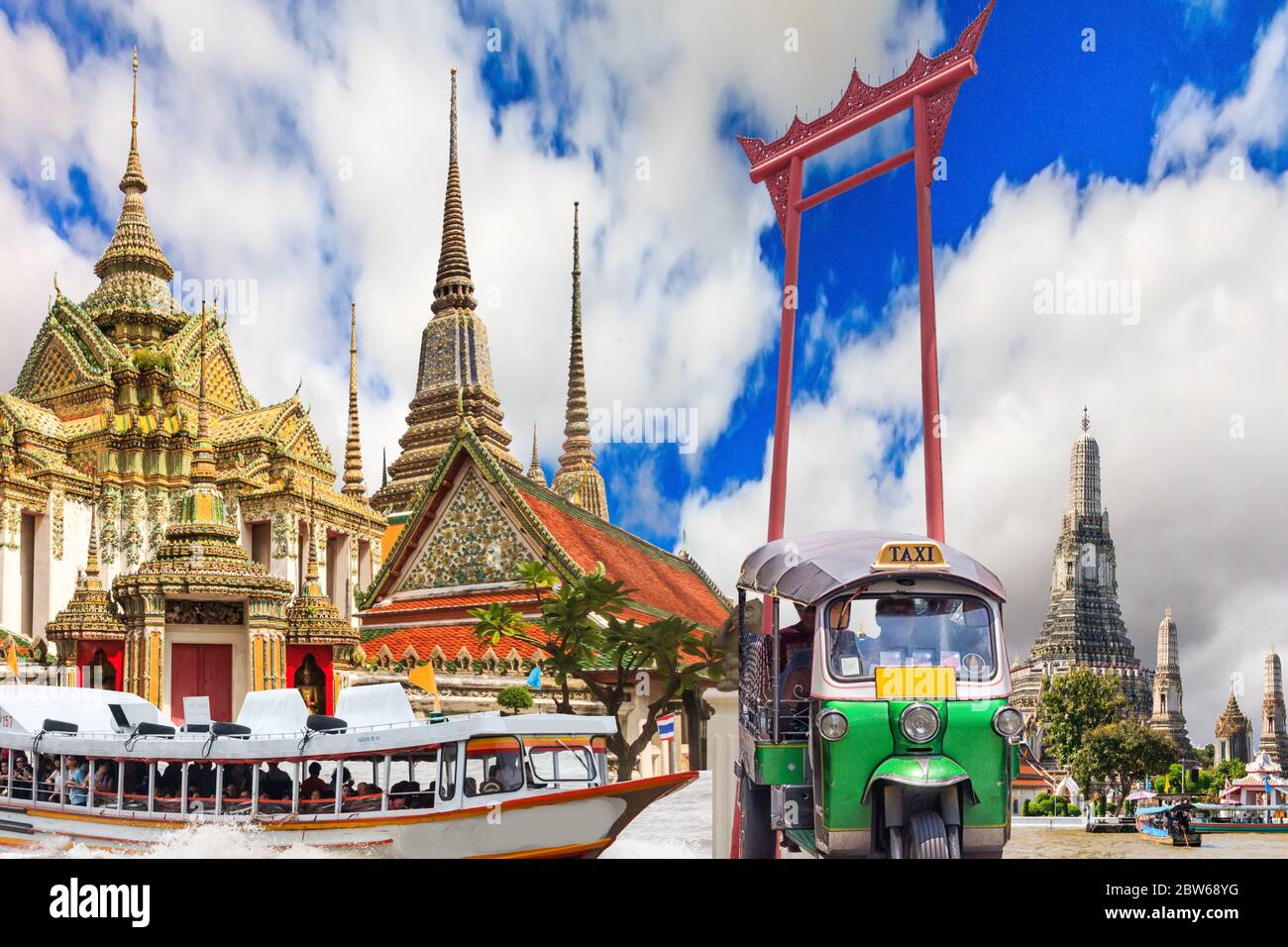 Collage di siti turistici di Bangkok, Thailandia Foto Stock