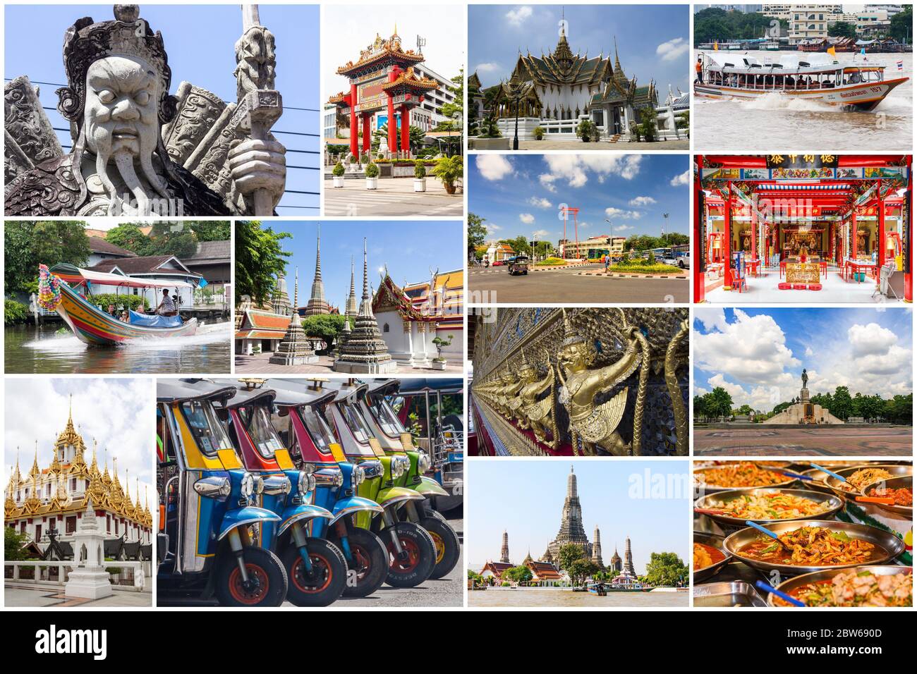 Collage di foto di viaggio di Bangkok, Thailandia Foto Stock