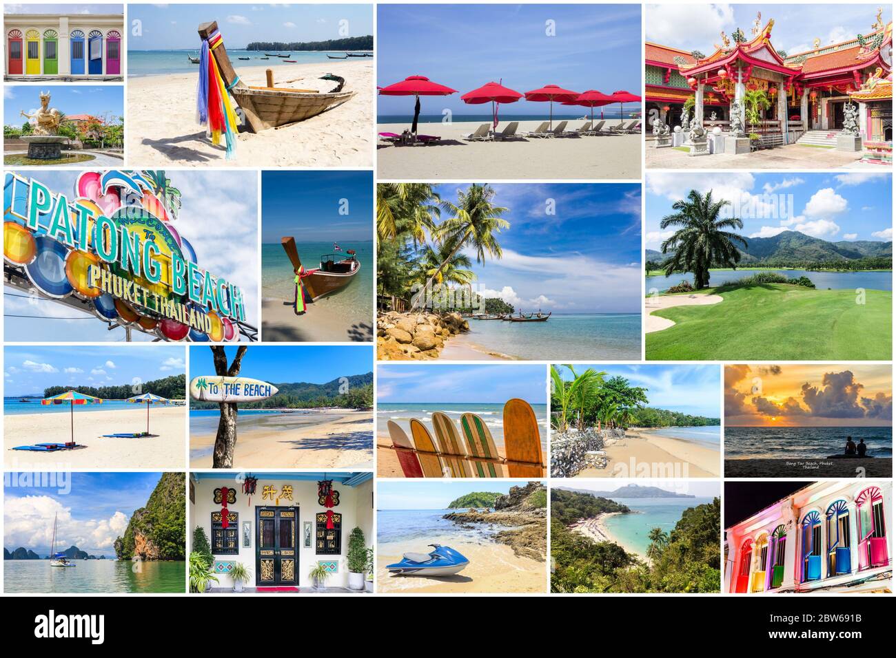 Foto di viaggio collage di Phuket, Thailandia Foto Stock