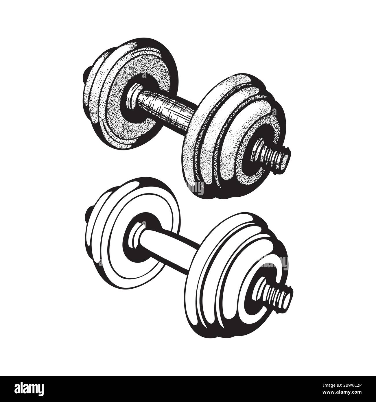 Peso. Set di illustrazioni vettoriali disegnate a mano da kettlebell. Disegno di schizzo con pesi. Illustrazione Vettoriale