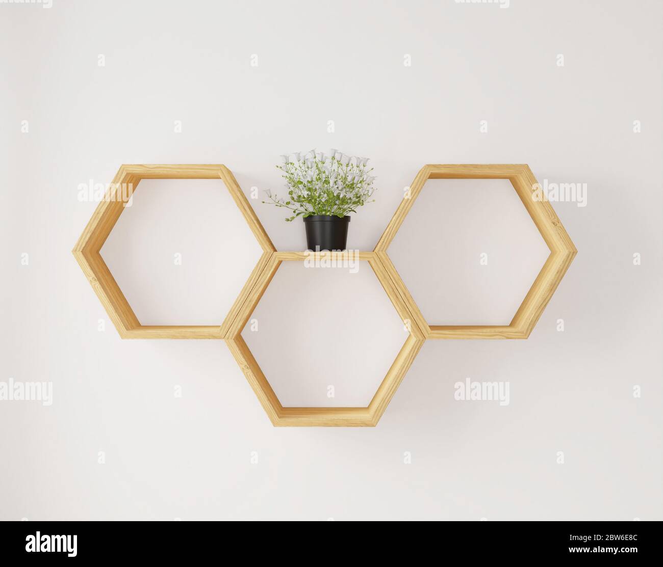 Ripiano e fiore Hexegon per spazio di copia o mock-up Foto Stock