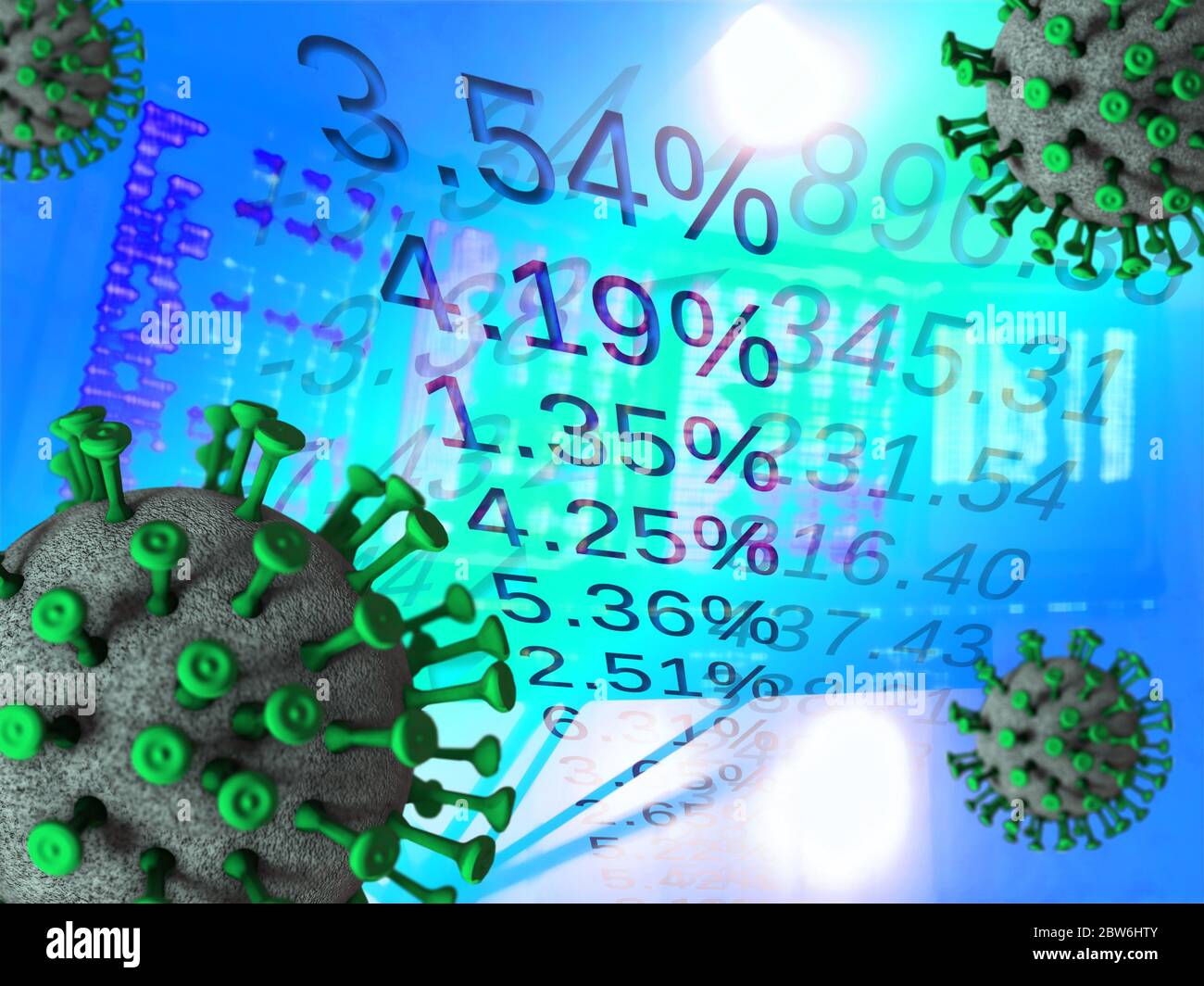 L'impatto del coronavirus sulla borsa e sull'economia globale. Covid-19 virus colpisce il mercato. I mercati precipitano. Contesto economico di ricaduta Foto Stock