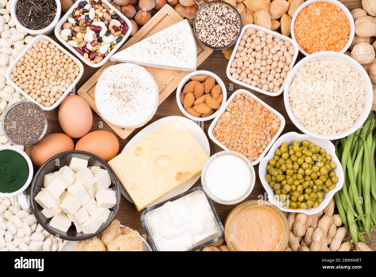 Proteine nella dieta vegetariana. Fonti alimentari di proteine vegetariane Foto Stock