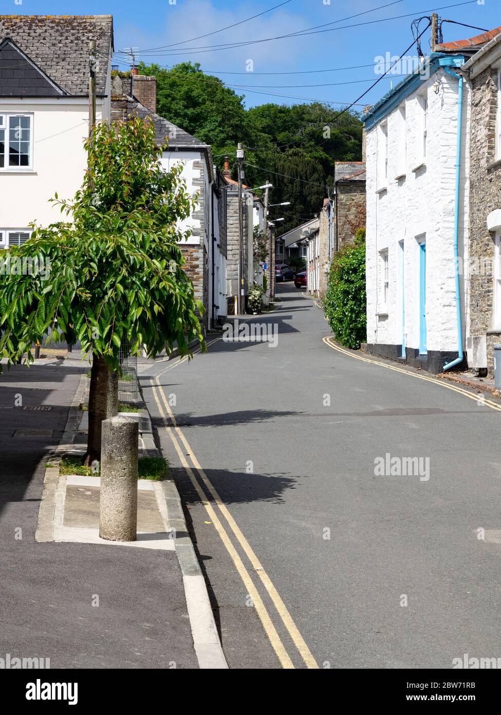 Tranquilla strada laterale, Padstow, Cornwall, Regno Unito Foto Stock