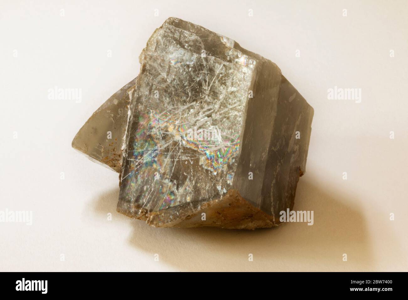 Il minerale di calcite di Somerset, UK, che fa parte della scala di durezza di Moh (numero 3) Foto Stock