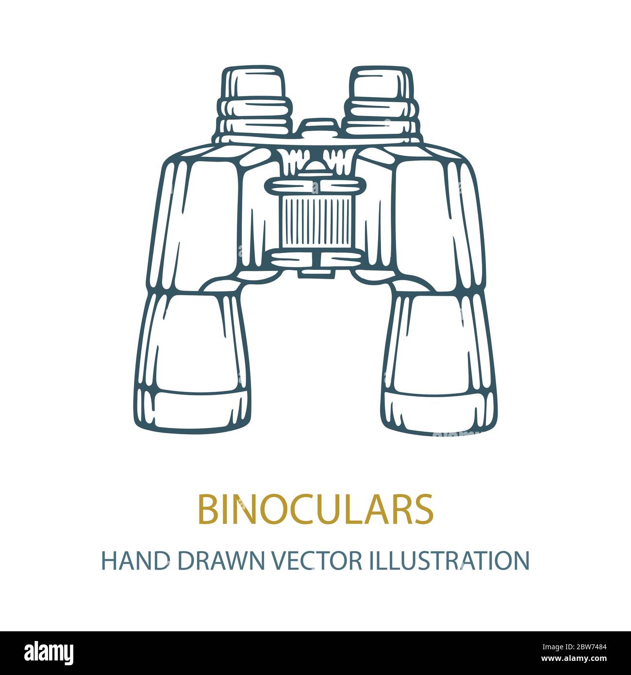 Binoculare. Illustrazione del vettore binoculare disegnato a mano. Icona del disegno binoculare. Parte del set. Illustrazione Vettoriale