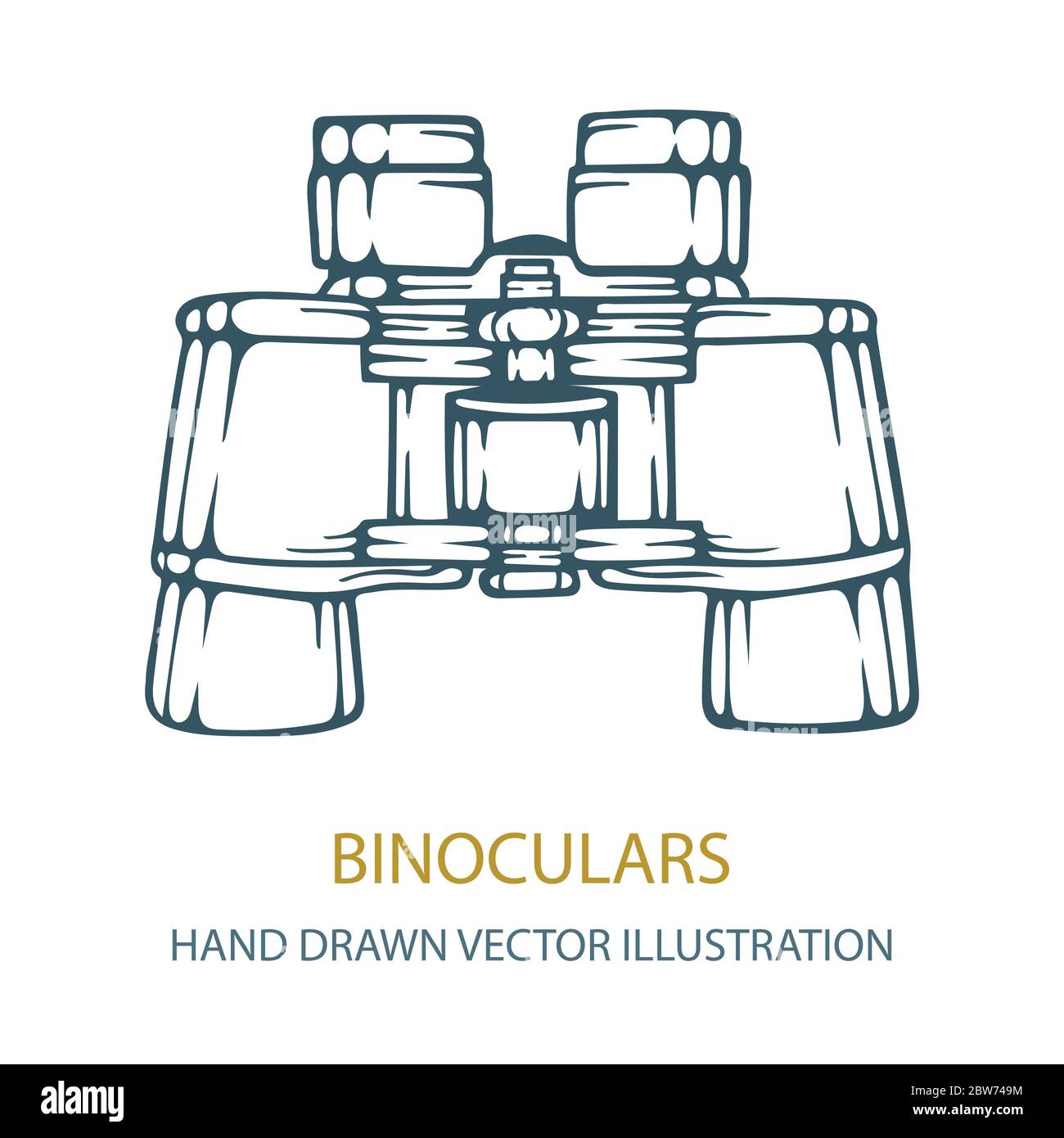 Binoculare. Illustrazione del vettore binoculare disegnato a mano. Icona del disegno binoculare. Parte del set. Illustrazione Vettoriale
