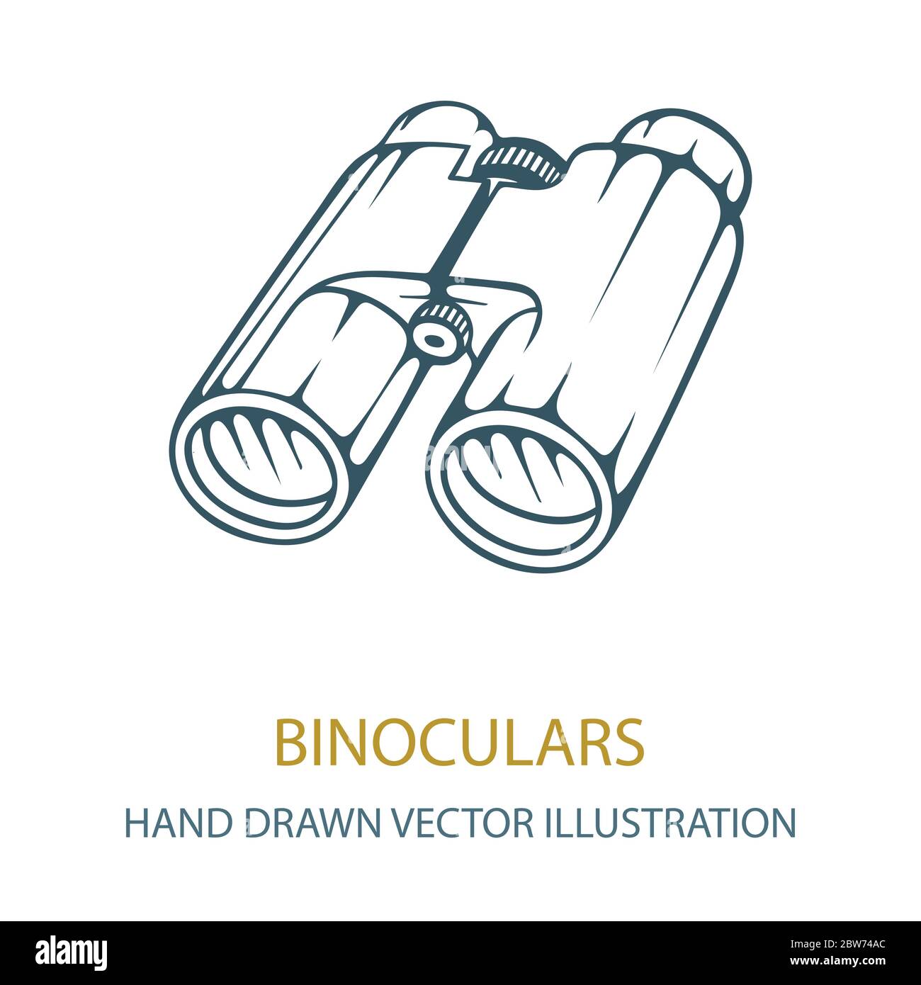 Binoculare. Illustrazione del vettore binoculare disegnato a mano. Icona del disegno binoculare. Parte del set. Illustrazione Vettoriale