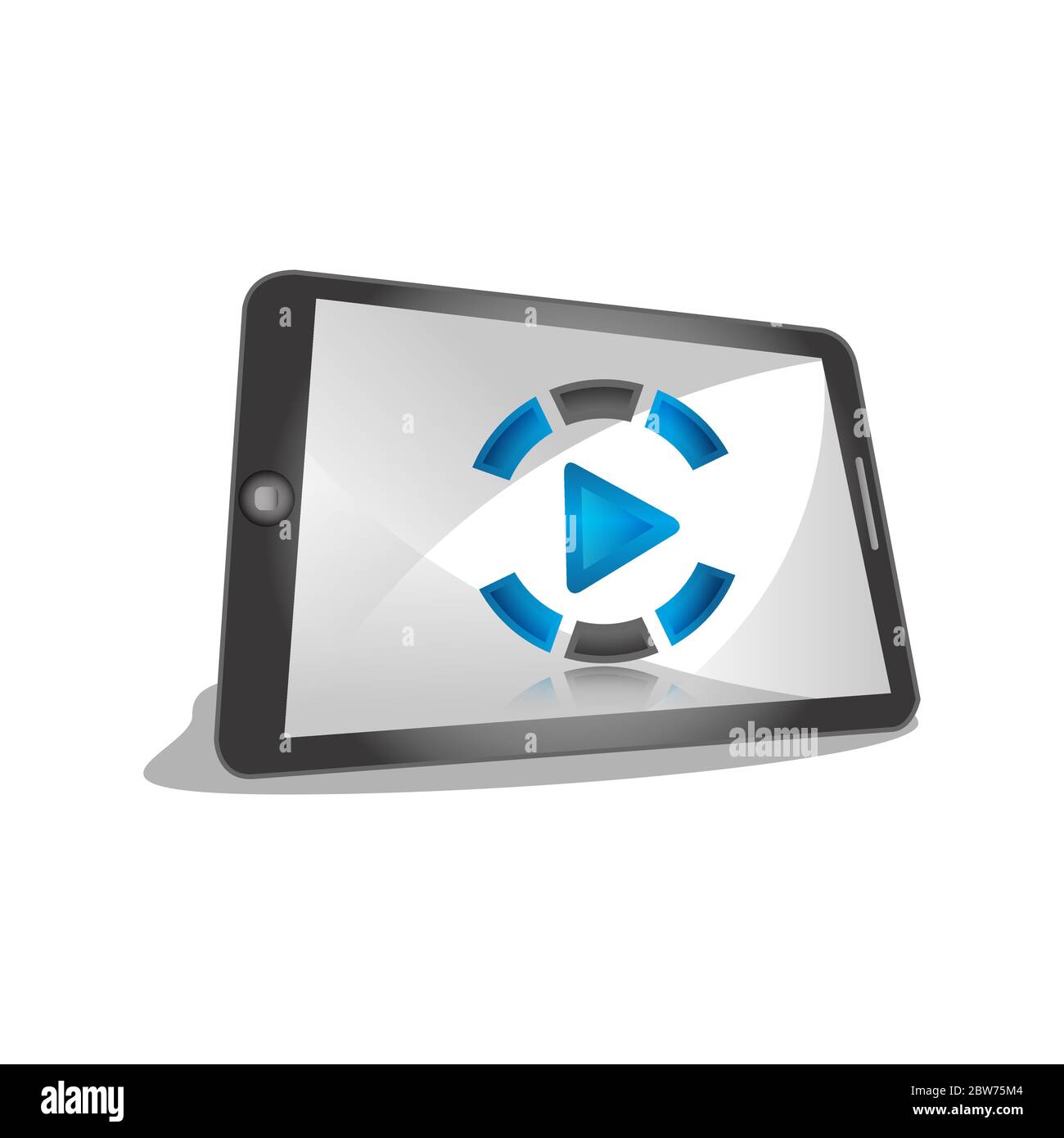 Disegno dell'illustrazione fare clic su Riproduci qui la miniatura del vettore per aprire lo sfondo del video. Icona di videoconferenza e webinar, Internet e videoser Illustrazione Vettoriale