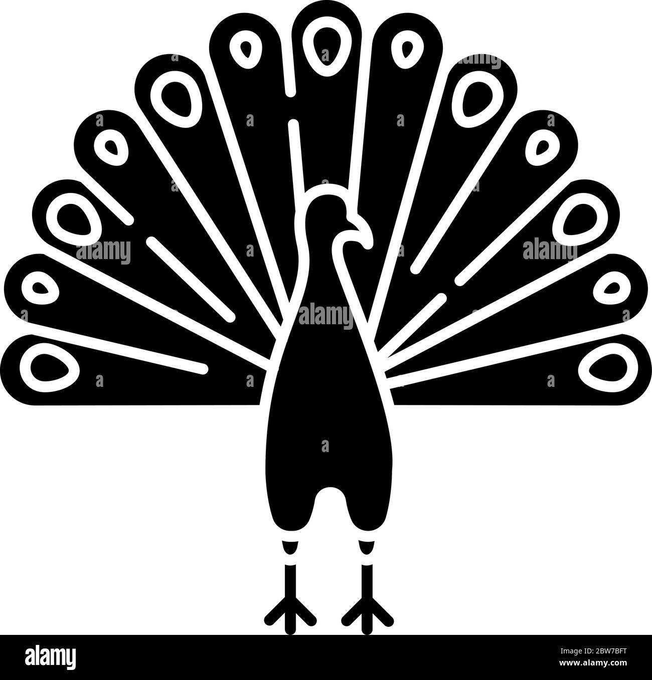 Icona di glifo nero Peacock Illustrazione Vettoriale