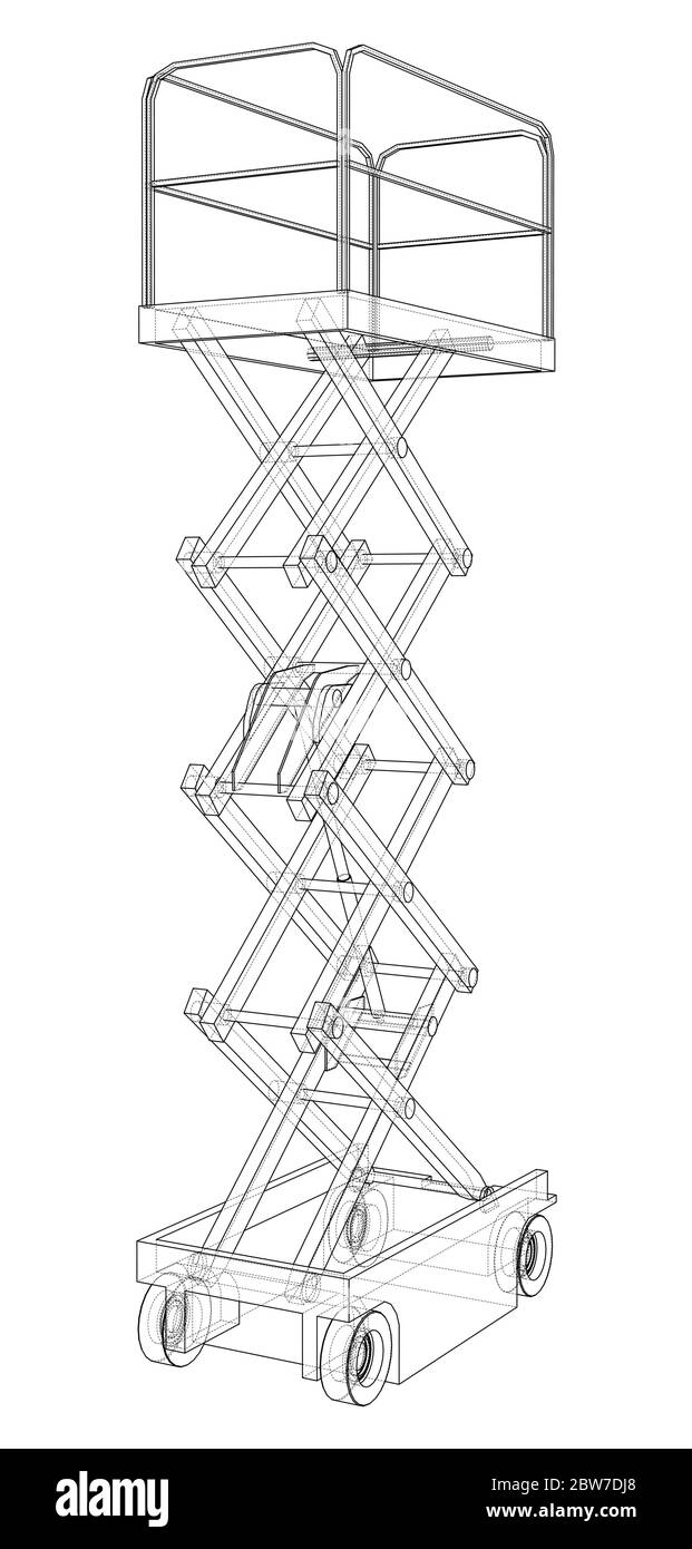 Profilo del concetto di sollevamento a forbice. Vettore Illustrazione Vettoriale