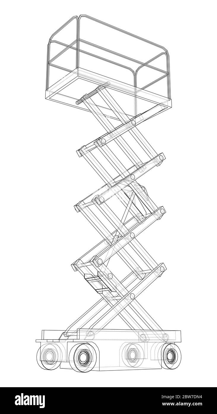 Profilo del concetto di sollevamento a forbice. Vettore Illustrazione Vettoriale