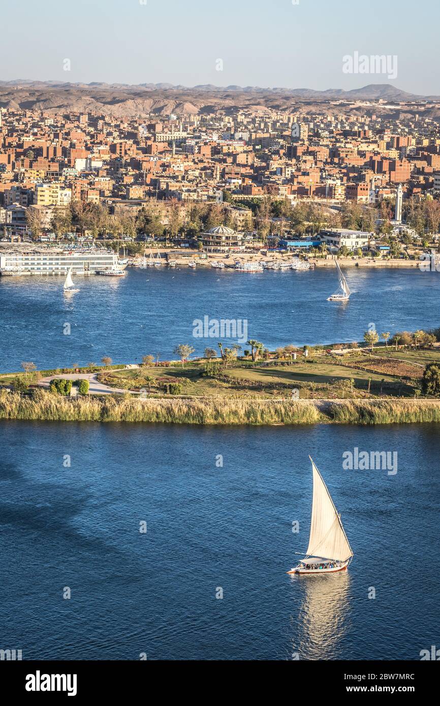 Vista sul Nilo ad Assuan Foto Stock