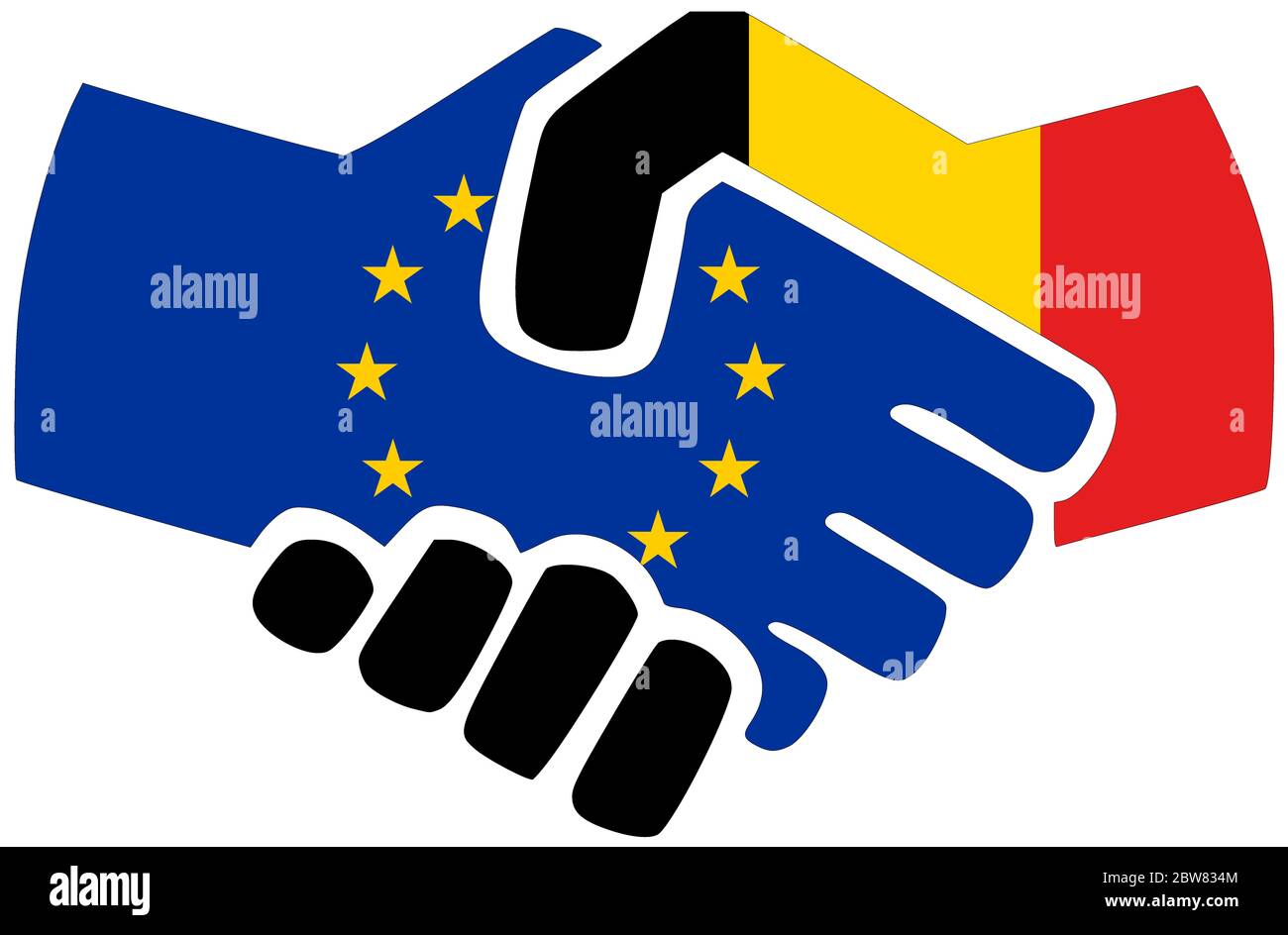 EU - Belgio / Handshake, simbolo di accordo o di amicizia Foto Stock