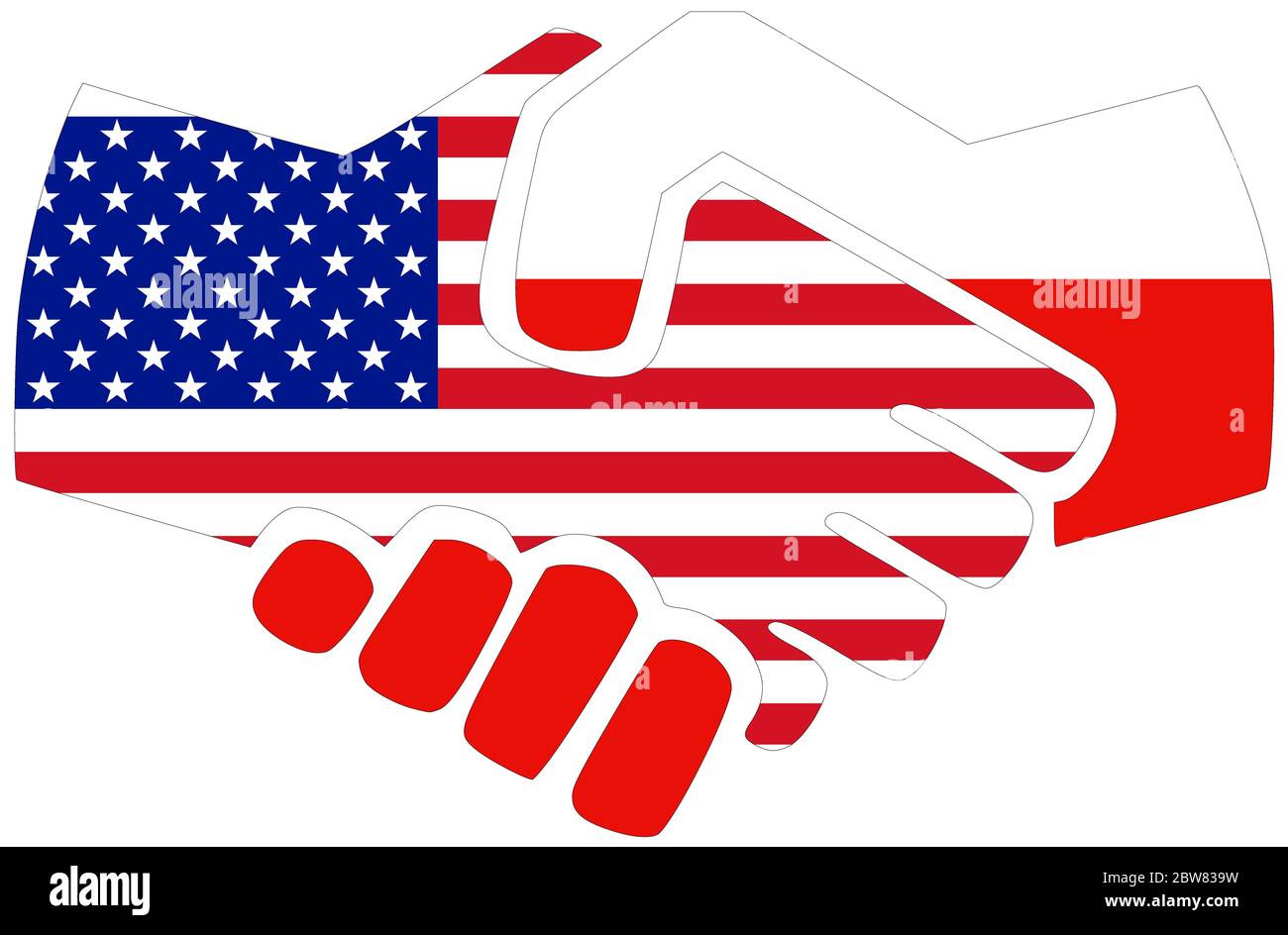 USA - Polonia / Handshake, simbolo di accordo o di amicizia Foto Stock