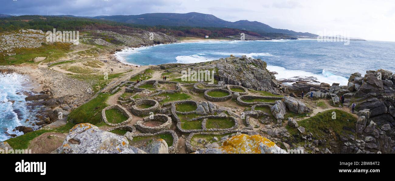 Vista panoramica di Castro Baroña castro celtico Foto Stock