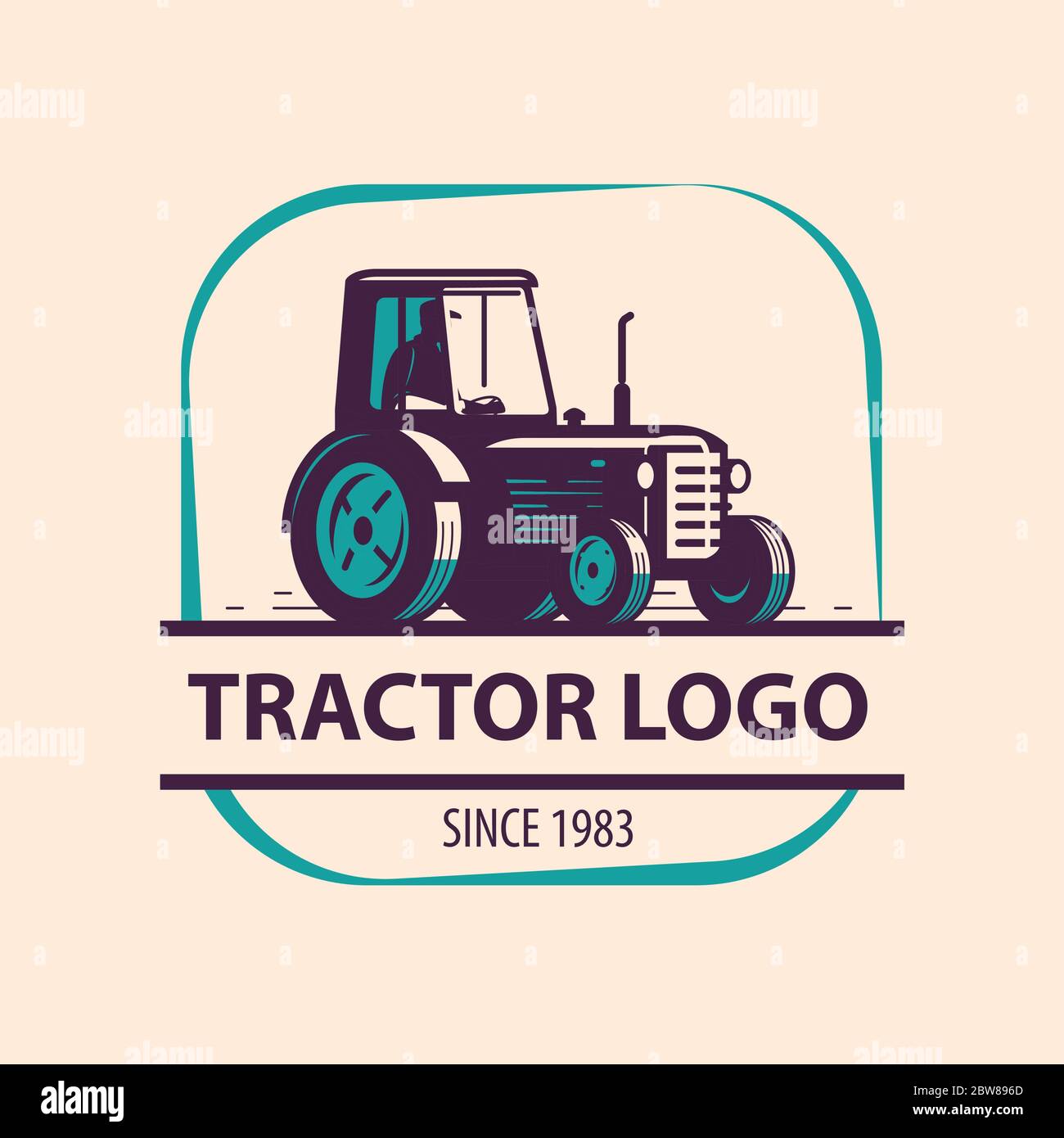 Logo del trattore agricolo. Agricoltura, illustrazione vettoriale azienda agricola Illustrazione Vettoriale