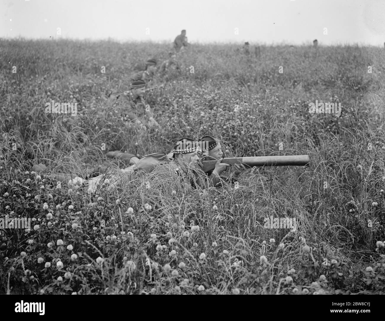 Una sezione di pistola lewis dei Seaforth Highlanders alle manovre di Oxford . 5 settembre 1927 Foto Stock