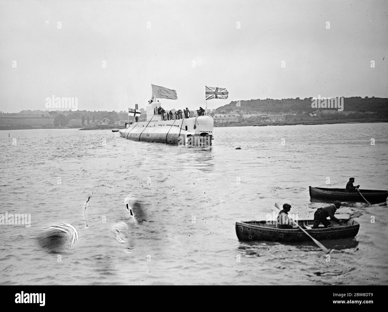 Il sottomarino della Marina reale , HMS Parthian ( N75 ) , era la nave principale dei sei sottomarini della Marina reale di classe partica . Soprannominato ' Peanut ' e lanciato a Chatham . 22 giugno 1929 Foto Stock