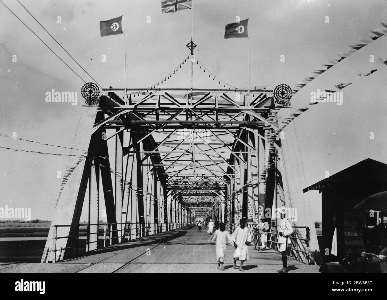 Il Ponte di Khartoum è stato aperto in Sudan . Una vista del nuovo ponte dopo la cerimonia di apertura. 1 febbraio 1928 Foto Stock