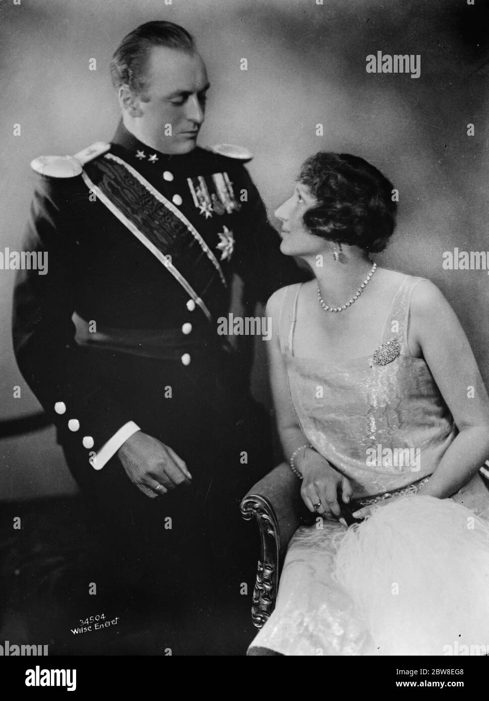 Il principe ereditario Olav e la principessa Martha di Norvegia . Gennaio 1930 Foto Stock