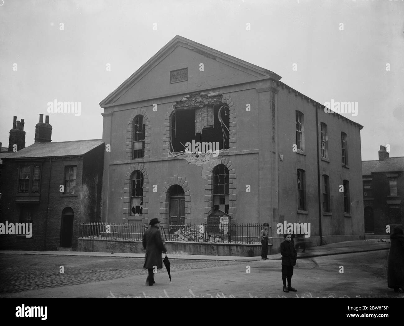Bombardamento di Hartlepool . Vista frontale della Cappella Battista dopo il bombardamento . 1914 RAID aereo su Scarborough, Hartlepool e Whitby , che si è svolto il 16 dicembre 1914 Foto Stock