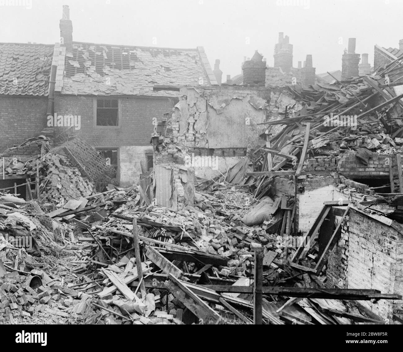 Air raid su King' s Lynn . Due case in King' s Lynn , dove un uomo e un ragazzo furono uccisi . 19 gennaio 1915 Foto Stock
