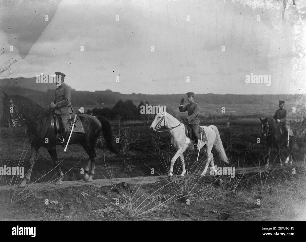 Imperatore del Giappone alle manovre dell'esercito nella prefettura di Miye , Tokyo . 9 dicembre 1929 Foto Stock
