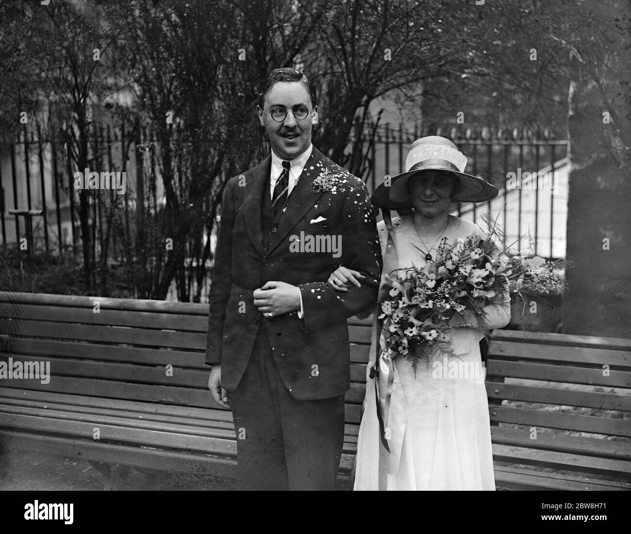 Matrimonio di erede di Peer . L' Hon Adam Duncan Chetwynd , figlio maggiore del Visconte Chetwynd e della sig.ra J Gilbert Findlay , nella Cappella dei Savoia . 28 aprile 1928 Foto Stock