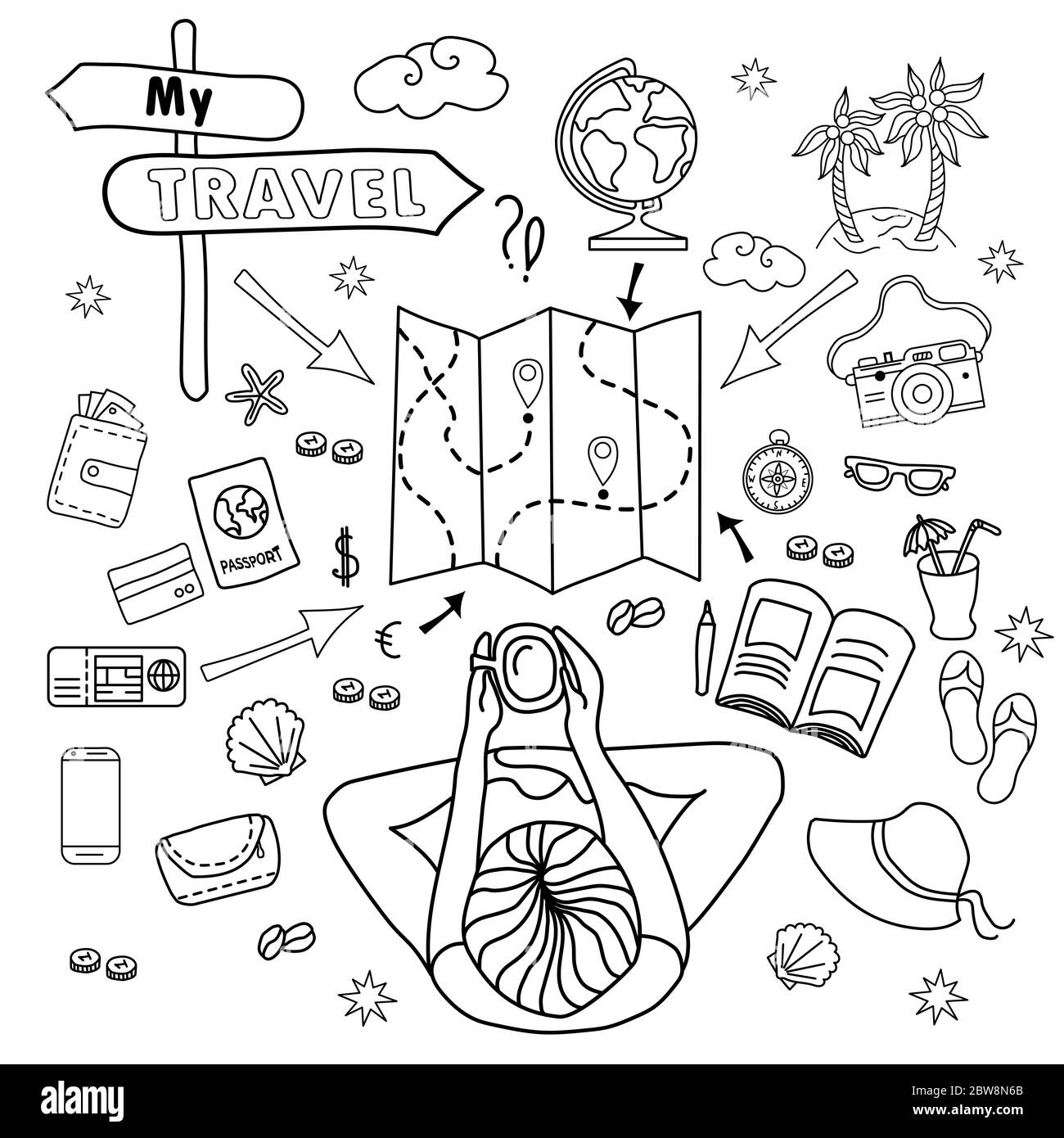 Doodle viaggi Foto e Immagini Stock in Bianco e Nero - Alamy