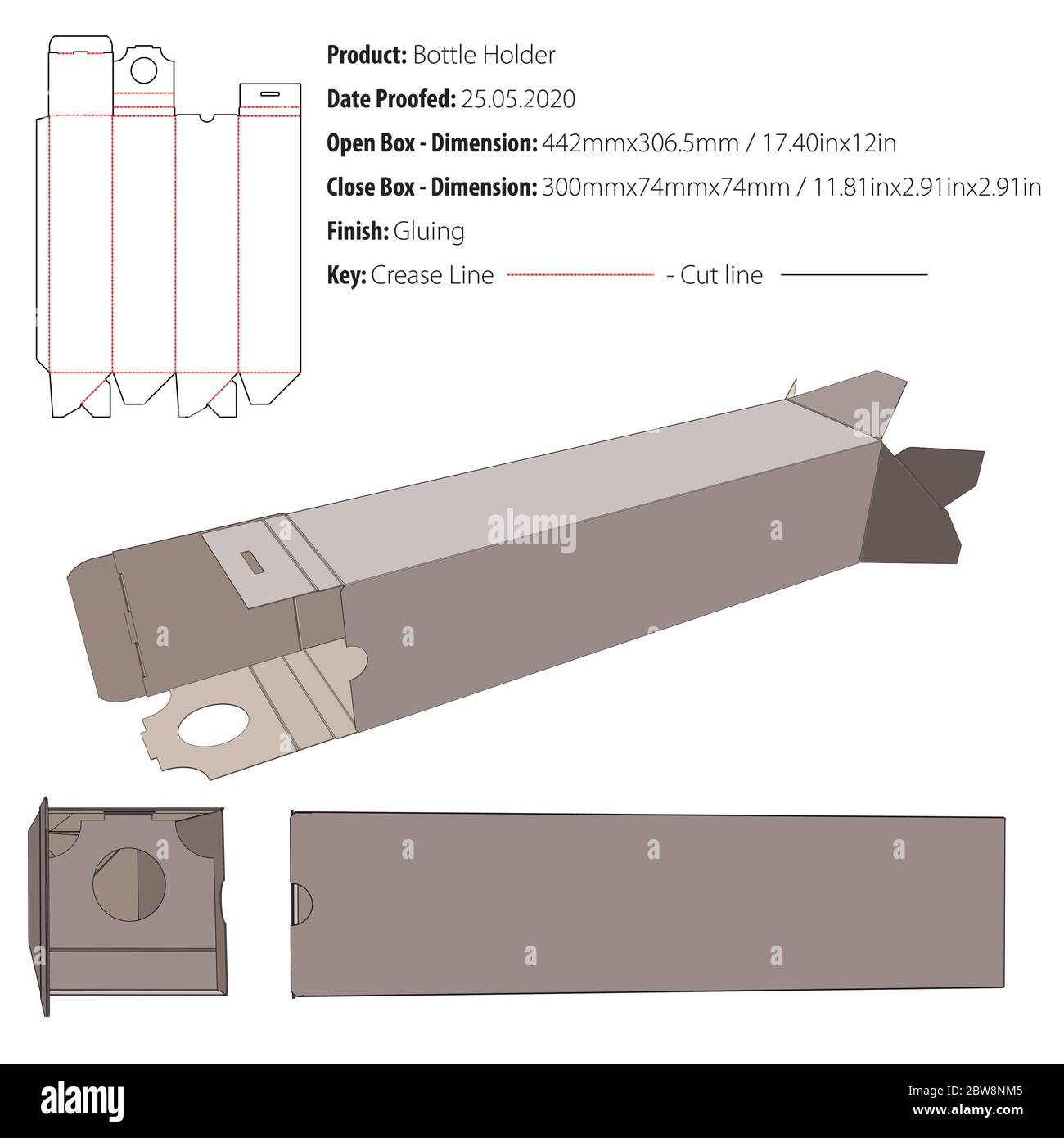 Contenitore contenitore modello crash lock inferiore fustellato - Vector Illustrazione Vettoriale