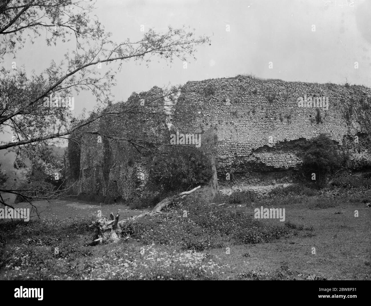 Castello di Eynsford un castello normanno insolitamente intatto. 1936 Foto Stock