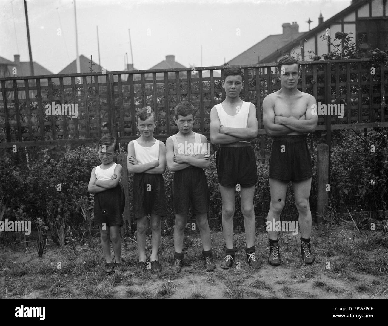 Boxers a Eltham . I fratelli Folkard . 9 agosto 1938 Foto Stock