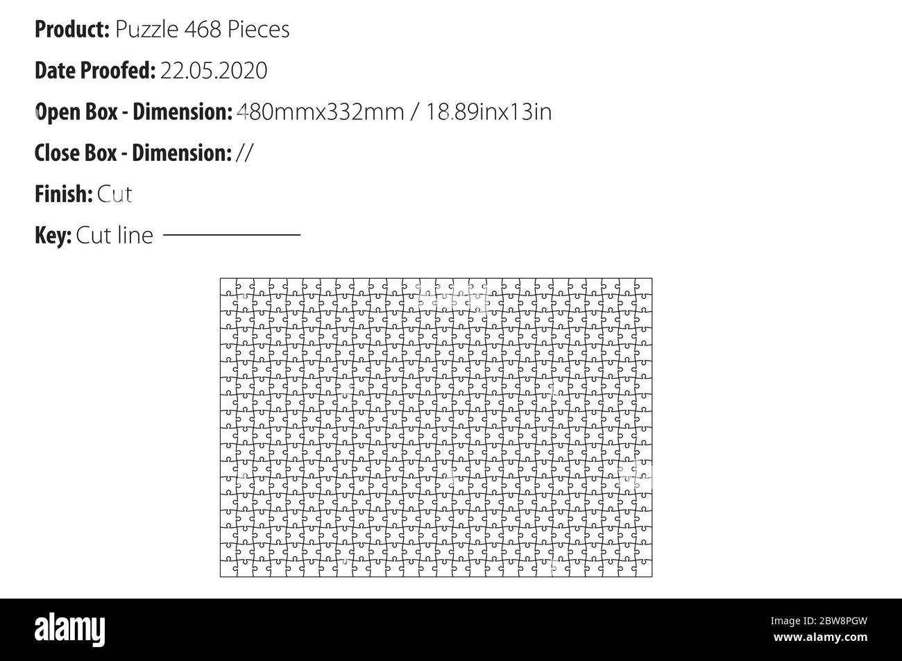 Puzzle 468 pezzi formato B3 template cut - die cut - vettoriale Illustrazione Vettoriale